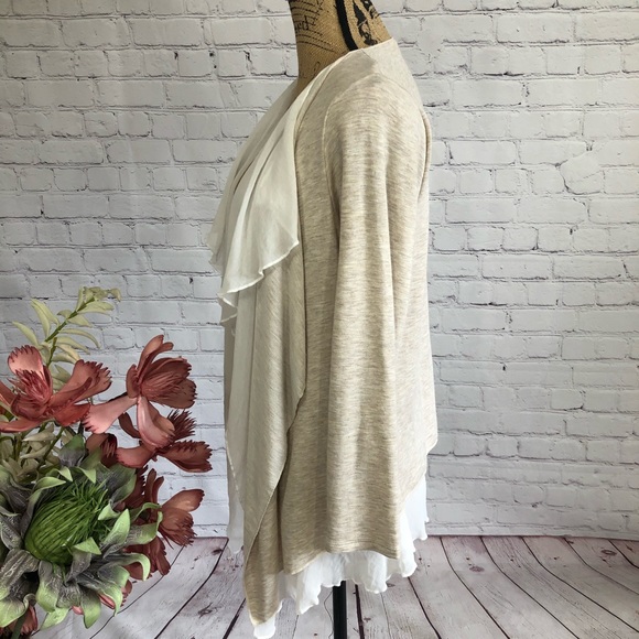 Pebble and Stone Tan and White Overlay Cardigan - Picture 5 of 10